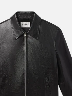 FRAME Zip Up Leather Jacket in