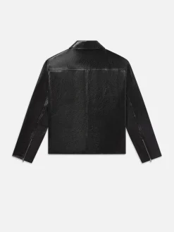 FRAME Zip Up Leather Jacket in
